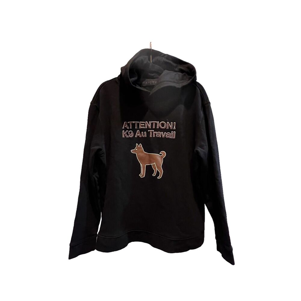 ANTI Hoodie Mens Size Large Black Front Graphic K9 Au Travail Working Dog